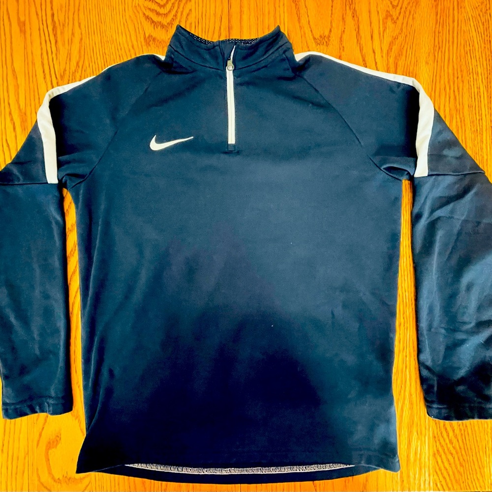 Nike Dri-FIT Navy and White Zip Pullover